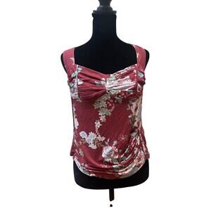 Free People Floral Cowl Neck Cross-Back Tank | Size Large